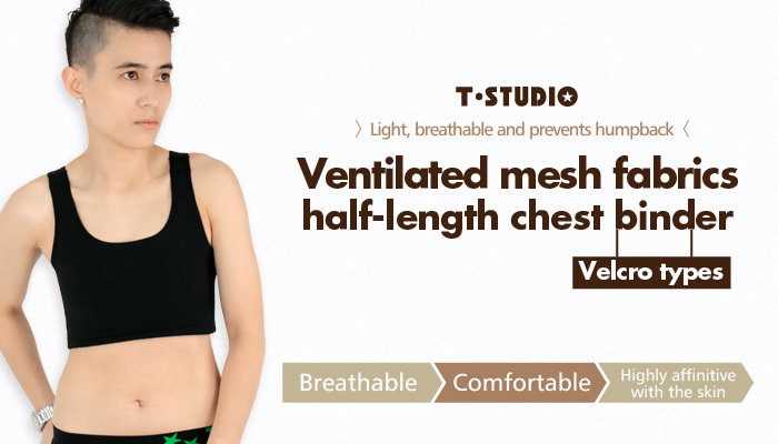 Quality breathable velcro chest binder half length