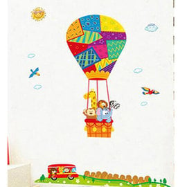BO雜貨【YV1442-1】新款壁貼 無痕創意壁貼 居家裝飾牆貼 大象 獅子 動物 童趣熱氣球 ABC1051
