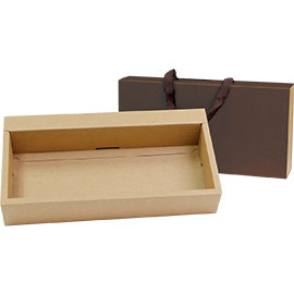 《荷包袋》手提禮盒 抽屜型 牛皮咖啡 【10入】_3-656002