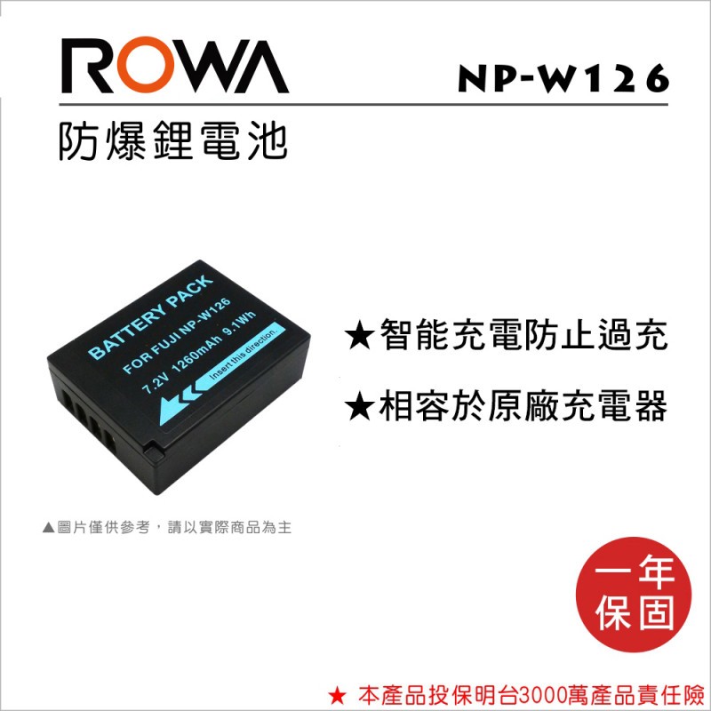 【亞洲數位商城】ROWA樂華 Fujifilm NP-W126 副廠鋰電池