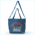 asdfkitty可愛家☆KITTY網球深藍色牛仔布2用大容量手提袋/斜背包/肩背包/購物袋/收納包-日本正版商品