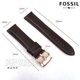 22mm錶帶 FOSSIL 真皮錶帶 咖啡色x玫瑰金 B22-FS4991