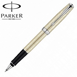 【派克 PARKER】商籟系列 純銀格珍珠白夾 鋼珠筆 P0912360 /支