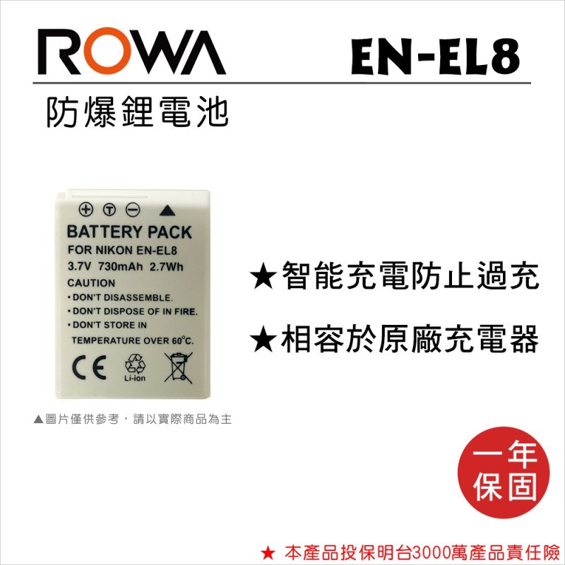 【亞洲數位商城】ROWA樂華 NIKON EN-EL8 副廠鋰電池