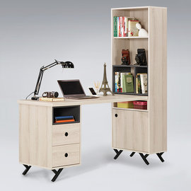 《Homelike》肯恩5尺L型組合書桌櫃-雪松色 書桌 書櫃