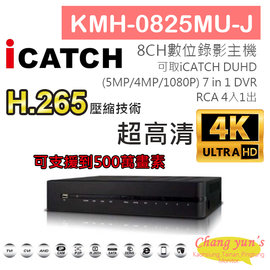 昌運監視器 KMH-0825MU-J H.265 8CH數位錄影主機 7IN1 DVR 可取 ICATCH DUHD 專用錄影主機