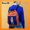 束口包雙肩包後背包抽繩包包可愛塗鴉風國王拳擊帆布包-橘/黑/藍【AAA4464】