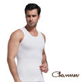 【Charmen】竹炭工型交叉挺背束胸背心 男性塑身衣 白色