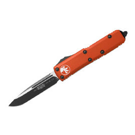 Microtech UTX-85 S/E橘鋁柄黑半齒刃彈簧刀(M390鋼) -#MT 231-2 OR
