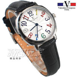 valentino coupeau范倫鐵諾 方圓數字時尚錶 防水手錶 真皮 黑 女錶 V61601CW黑小