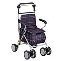 日本幸和TacaoF標準重量型步行車(可代辦長照補助款申請)R195(格子藍)帶輪型助步車/購物車/散步車/助行椅