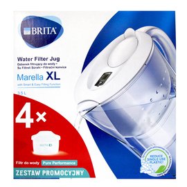 【易油網】BRITA Marella XL 3.5L 白色 濾水壺+濾心4個