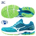 【MIZUNO 美津濃】WAVE RIDER21 寬楦 女慢跑鞋 /藍綠 J1GD180607 M804