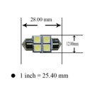 ◆彪雅(LED光電)◆ 1PCS x 雙尖 28MM 4晶 5050 SMD LED 超白光 室內燈 行李箱燈