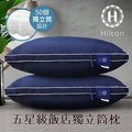 【Hilton 希爾頓】五星級 純棉立體銀離子抑菌獨立筒枕 藍色