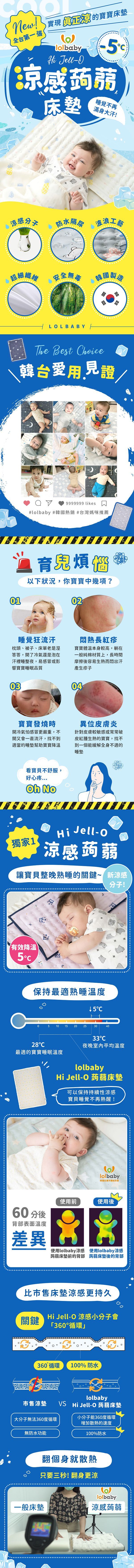 韓國lolbaby Hi Jell O涼感蒟蒻床墊 加大 床墊 涼墊 10款可選 麗兒采家