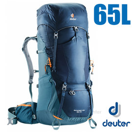 【德國 Deuter】Aircontact Lite 65+10L 專業輕量拔熱透氣背包(大容量設計+Vari Quick速調肩帶系統).適健行登山_4340318 海軍藍/藍