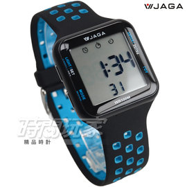 JAGA 捷卡 休閒多功能超大液晶運動電子錶 游泳用 女錶 男錶 學生錶 M1179C-AE(黑藍)【時間玩家】