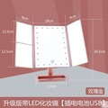 【三面折疊升級版LED臺式化妝鏡-玫瑰金色-1款/組】智能調節亮度(不含電池)-7701011