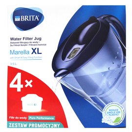 【易油網】BRITA Marella XL 3.5L 藍色 濾水壺+濾心4個