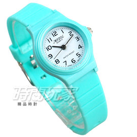 AOPOL 繽紛多色 小巧時尚 橡膠腕錶 女錶 男錶 童錶 綠色 C26-A885綠