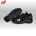 ► T1-pro ◄客製款棒壘球鞋 T1兒童專用軟式膠釘棒球鞋 軟式橡膠釘 低筒 全黑 綁帶式