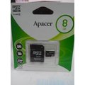 記憶卡 8G Apacer microSD TF T-Flash 8GB 宇瞻 class4 附轉卡 終身保固