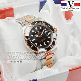 valentino coupeau范倫鐵諾 不銹鋼陶瓷男錶 女錶 中性錶 防水手錶 黑x玫瑰金 V61589玫黑