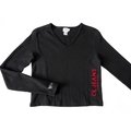 美國品牌Calvin Klein Jeans CK黑色logo刺繡羅紋長袖短版T恤