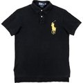 美國品牌Ralph Lauren POLO黑色金絲刺繡純棉短袖polo衫 M號