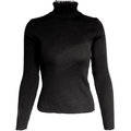 法國知名品牌KOOKAI黑色美麗諾羊毛羅紋彈性長袖針織衫 T2 義大利製