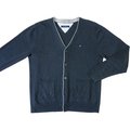 美國品牌Tommy Hilfiger黑色羊毛V領針織長袖外套 大碼