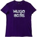 德國時尚精品Hugo Boss深紫色logo印花短袖T恤 M號