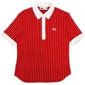 FILA義大利運動休閒品牌紅色條紋反折短袖polo衫 XL號