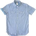 美國品牌Levi's 藍色格紋口袋純棉格紋短袖襯衫