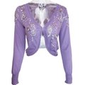 專櫃女裝EUNICE 銀穗紫芋色刺繡亮片串珠羊毛長袖針織外套 38號