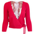 法國品牌SISLEY紅色羊毛綁帶蝴蝶結7分袖上衣 外套 義大利製 S號