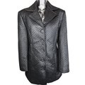 義大利品牌FESTOON 黑色格子鋪棉外套 大衣 義大利製 W-K-C-D15