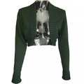國際知名設計師品牌Robyn Hung洪英妮純羊毛深綠色金蔥長袖針織外套 M號W-S-C-D24