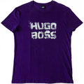 德國時尚精品Hugo Boss深紫色logo印花短袖T恤 M號 M-S-T-D23