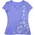 加拿大ROOTS粉紫色印花有機棉V領短袖T恤 S號 W-T-S-L124