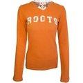 加拿大ROOTS橘色超細毛巾布純棉長袖T恤 XS號 W-T-L-L44
