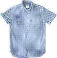 美國品牌Levi's 藍色格紋口袋純棉格紋短袖襯衫 M-D-S32