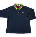FILA義大利運動休閒品牌深藍色長袖polo衫 44號 寬版 M-L-D05