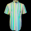 美國品牌Ralph Lauren POLO藍綠色條紋純棉短袖襯衫