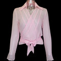 法國知名品牌KOOKAI粉色蠶絲繫帶長袖上衣 38號