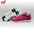 ► T1-pro ◄客製款棒壘球鞋 T1休閒慢跑鞋 3D彈性底 低筒 全桃紅色 綁帶式 PU+網布