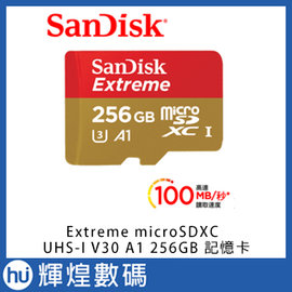 SanDisk Extreme microSDXC UHS-I(V30)(A1)256GB記憶卡 展碁公司貨