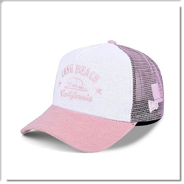 【ANGEL NEW ERA 】 加州 熊 粉紅 粉 色 卡車帽 網帽 五片帽 毛巾布材質