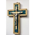 天主教聖物 以色列進口 十字架 耶穌 聖像 鑲嵌彩石 壁掛飾 掛飾 傢飾 土耳其藍 2073040-11